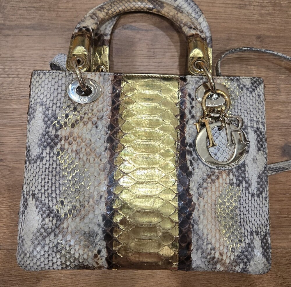 Dior Gold & Natural Python Lady Bag